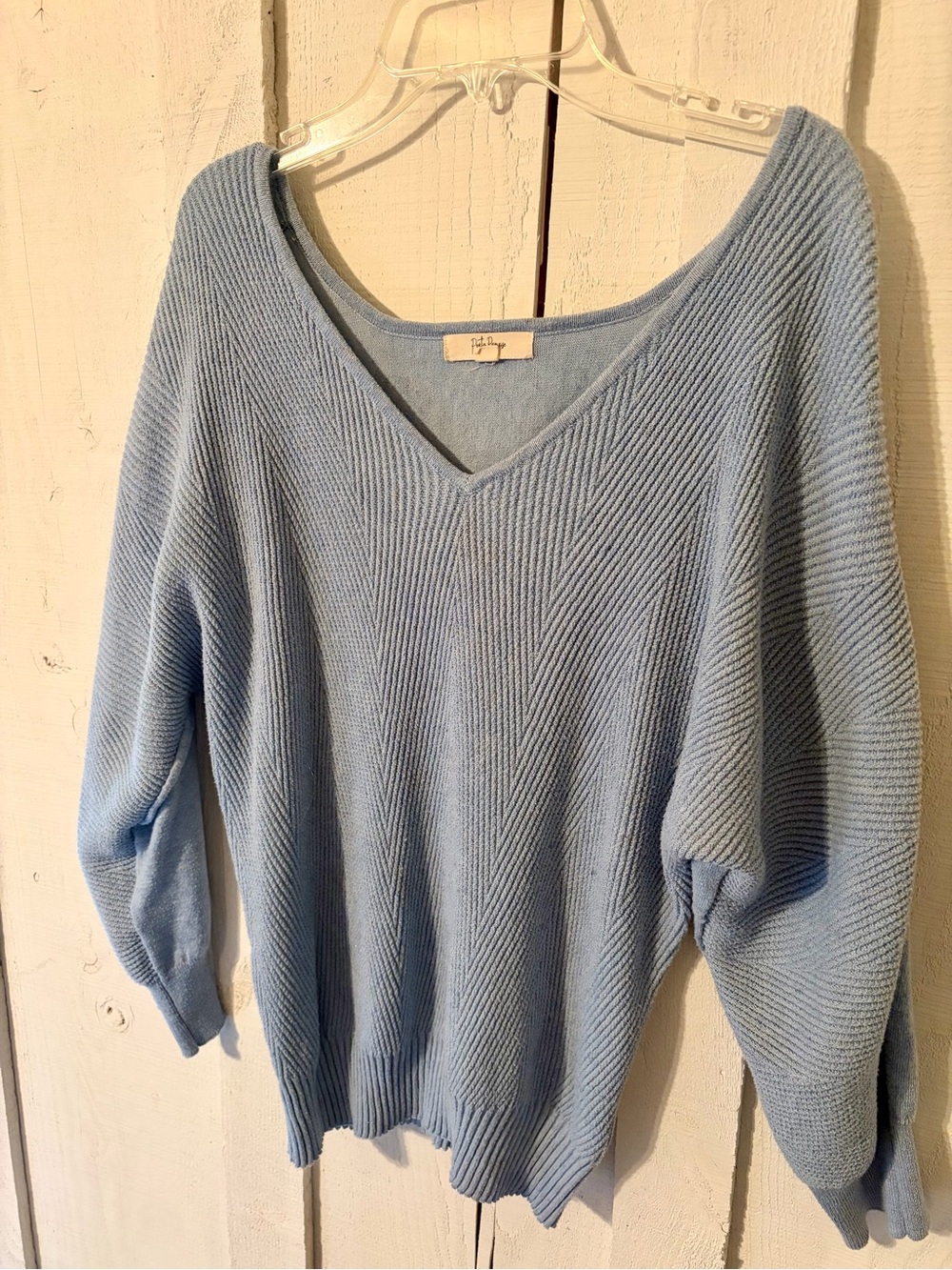 Light Sky Blue V-Neck Knit Sweater